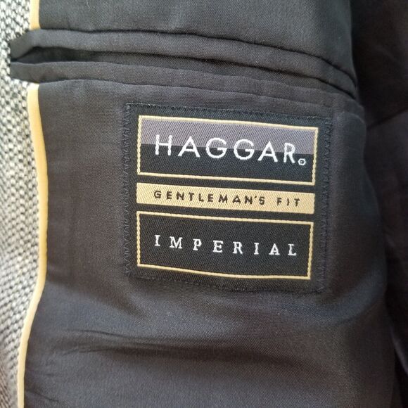 Haggar Mens Wool Silk Sport Tweed Coat 42L Gray Herringbone Blazer Suit Jacket - Picture 8 of 11